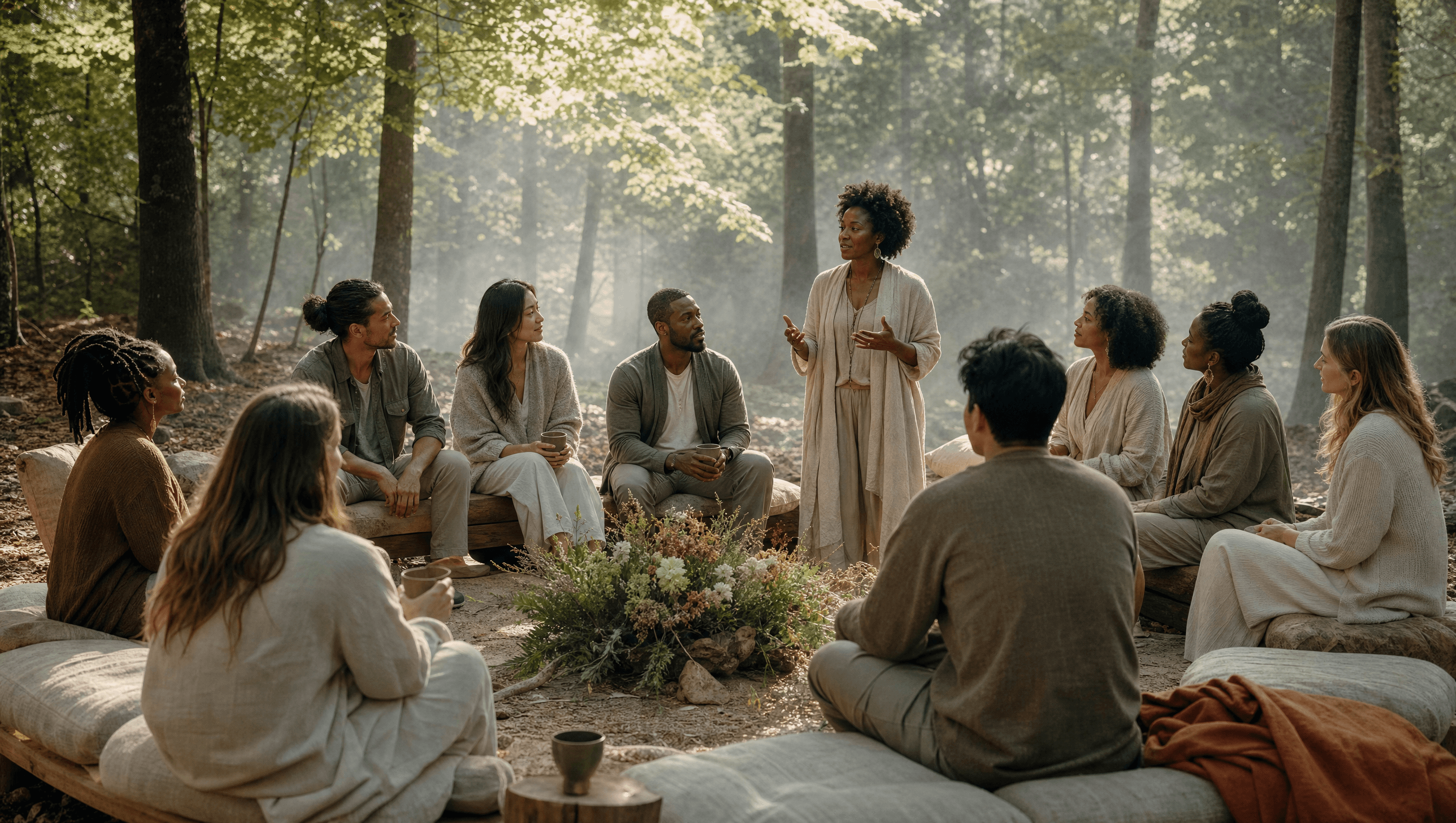 An afternoon workshop in a forest clearing at Echo Valley
